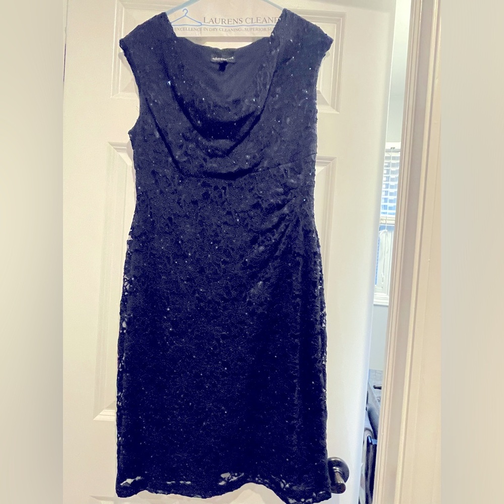 CONNECTED evening dark blue sparkling dress. Size 14P